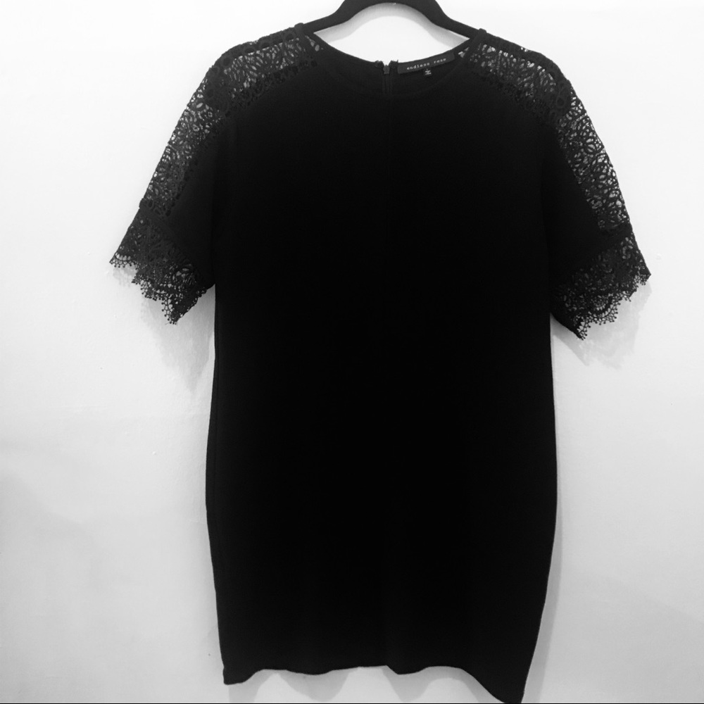 Endless Rose Little Black Dress lace sleeves size L